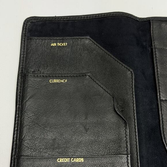 Winn International Lamb Leather Passport Travel Wallet Boarding Pass Black - Picture 9 of 11